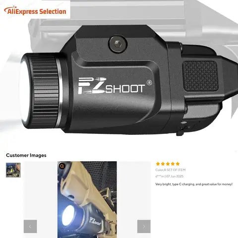 Bright Pistol Light Rechargeable Flashlight Strobe Mode For Picatinny and GL Rails Mini Gun light
