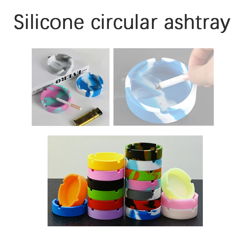 1PC Silicone Multi-color Circular Ashtray Soft And Drop Resistant High Temperature Resistant Suitable For Various Smoking Places
