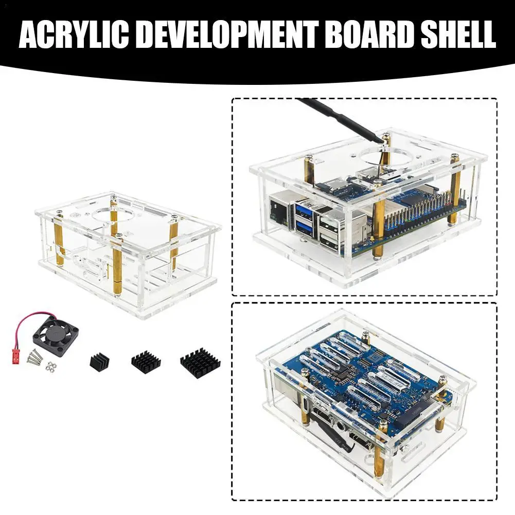 Acrylic Case Development Board Motherboard Shell With Fan Heat Sink for Orange pi 5 Max protective shell 120g 1PCS