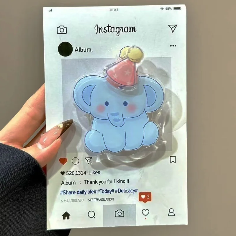 Korean Cute Cartoon Rotate Elephant Grip Tok Griptok Phone Holder  Stand Support For iPhone 15 Samsung Universal Accessories Hol