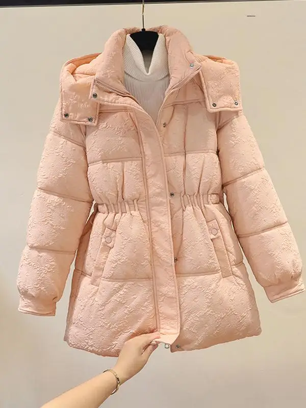 

Корейское хлопковое пальто со съемной шапкой, пуховое хлопковое пальто средней длины для женщин, осень-зима Faion 2025 г.