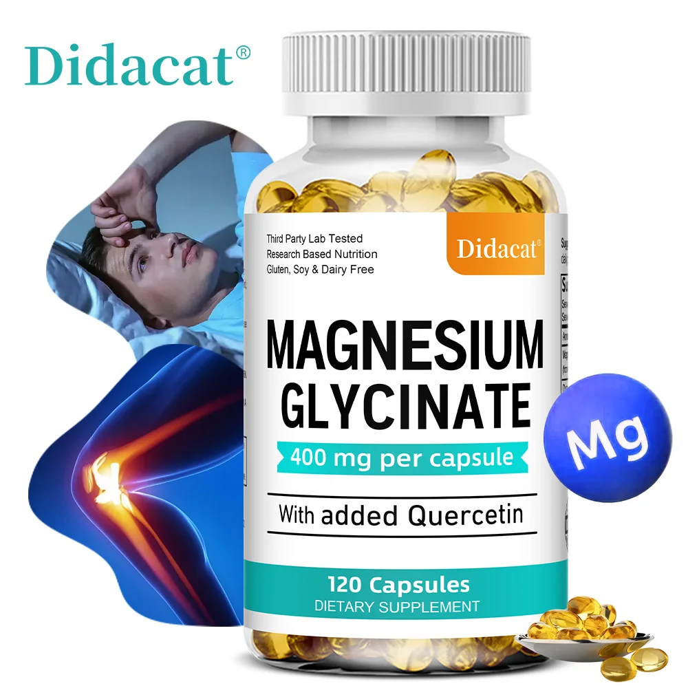 

Magnesium Glycinate Capsules with Quercetin High Absorption, Muscle Nerve Bone Heart, Sleep Quality & Night Relaxation Support