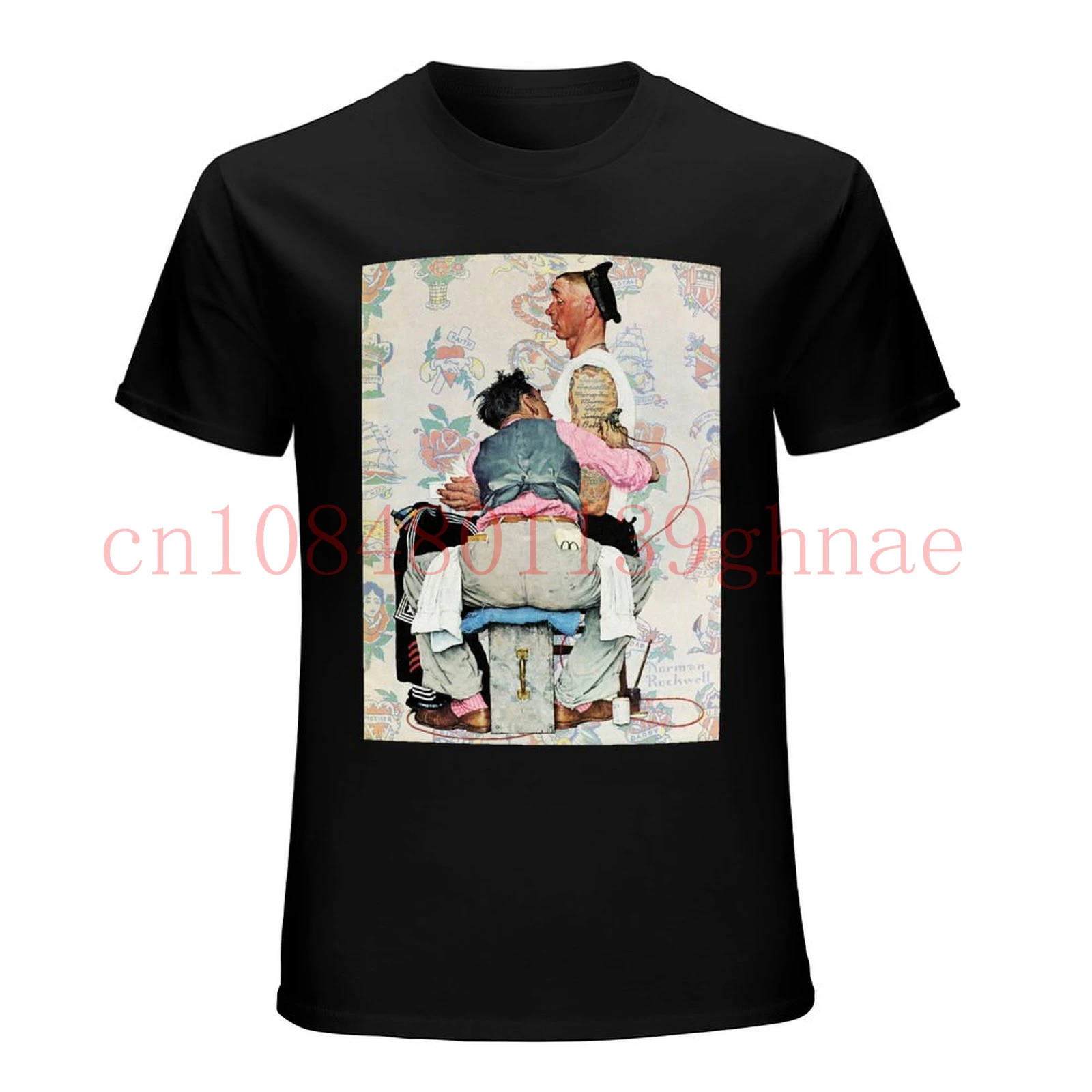 O-Neck Hipster Tshirts ARTIST TATTOO NORMAN ROCKWELL LOGO T-SHIRT NEW PRINT Print T Shirt Men