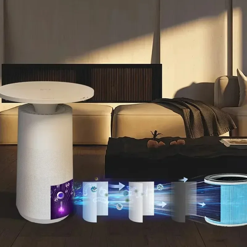 Stylish Table Air Purifier 3 In 1 Hepa Filter Wireless Charging Air Purifier Bladeless Fan