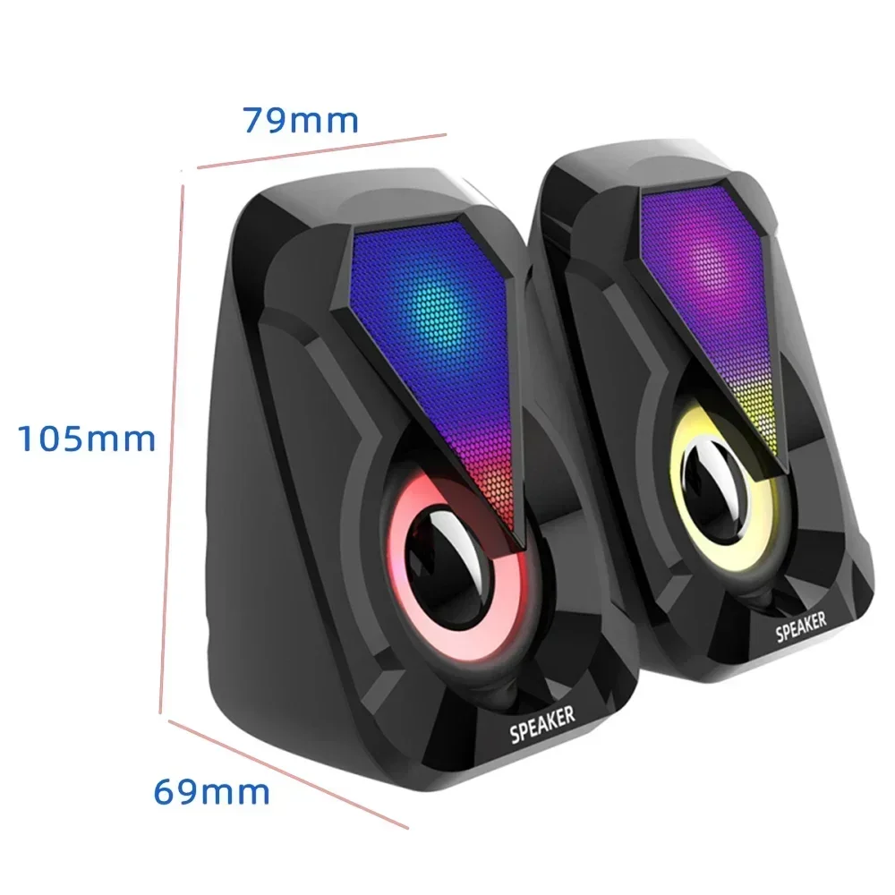 Subwoofer Colorful LED Light  Player  bluetooth speaker USB Wired Computer Speakers Bass Stereo for Laptop Smartphones MP3