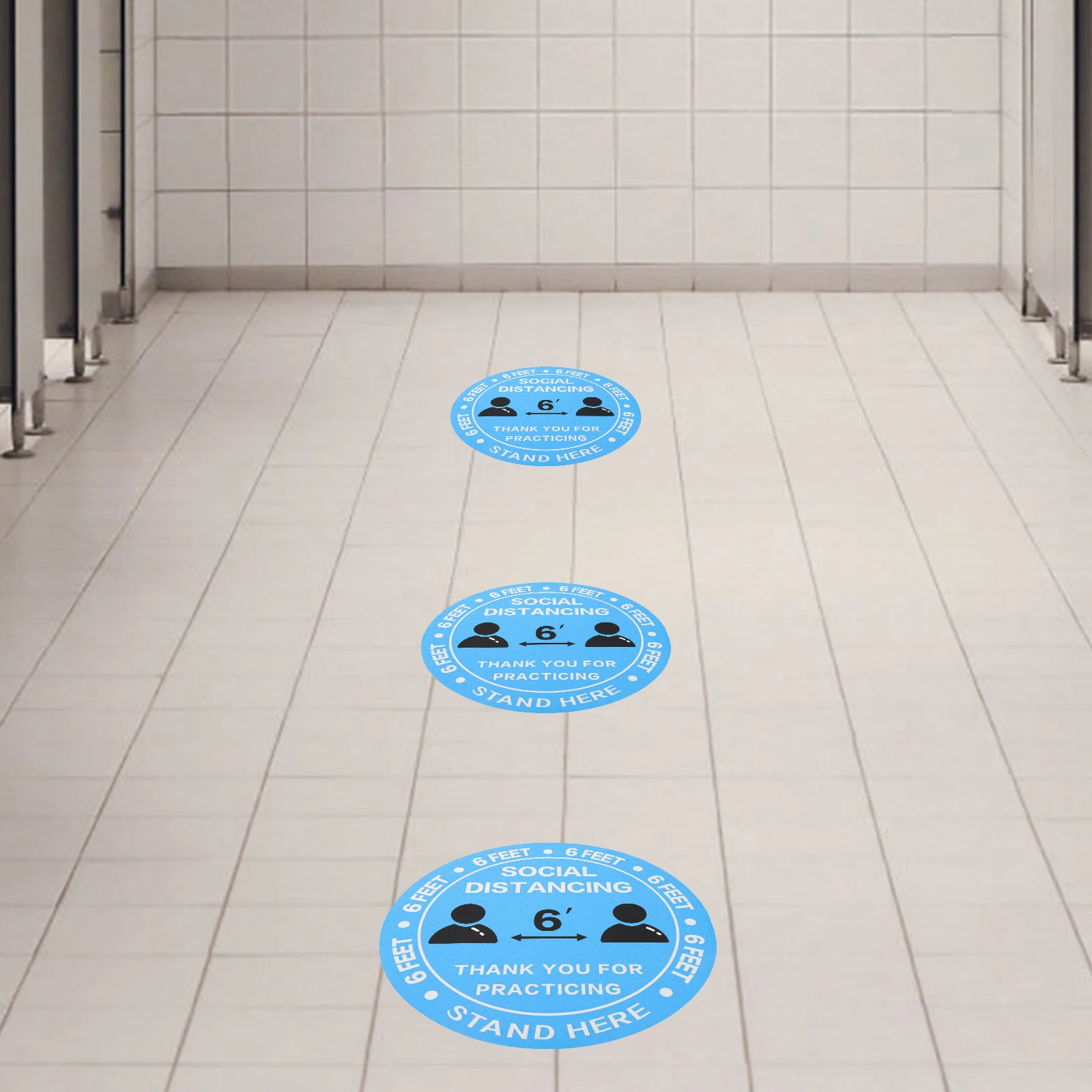 

4 Pcs Affixed Waterproof Stickers Keeping Distance Decals Applique School Floor