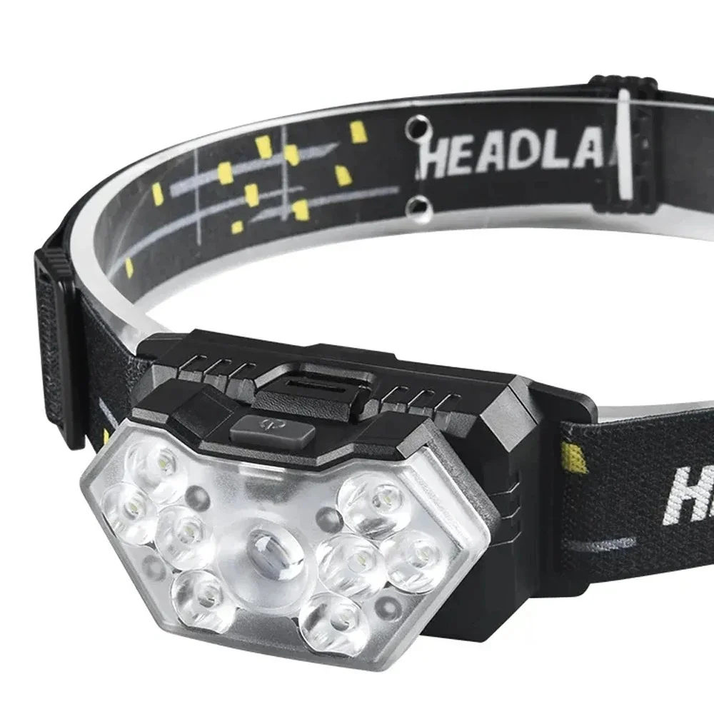 Portable 9-LED Headlamp Flashlight AAA Battery Powered High Brightness for Camping Fishing Hiking Outdoor Work Emergency Light