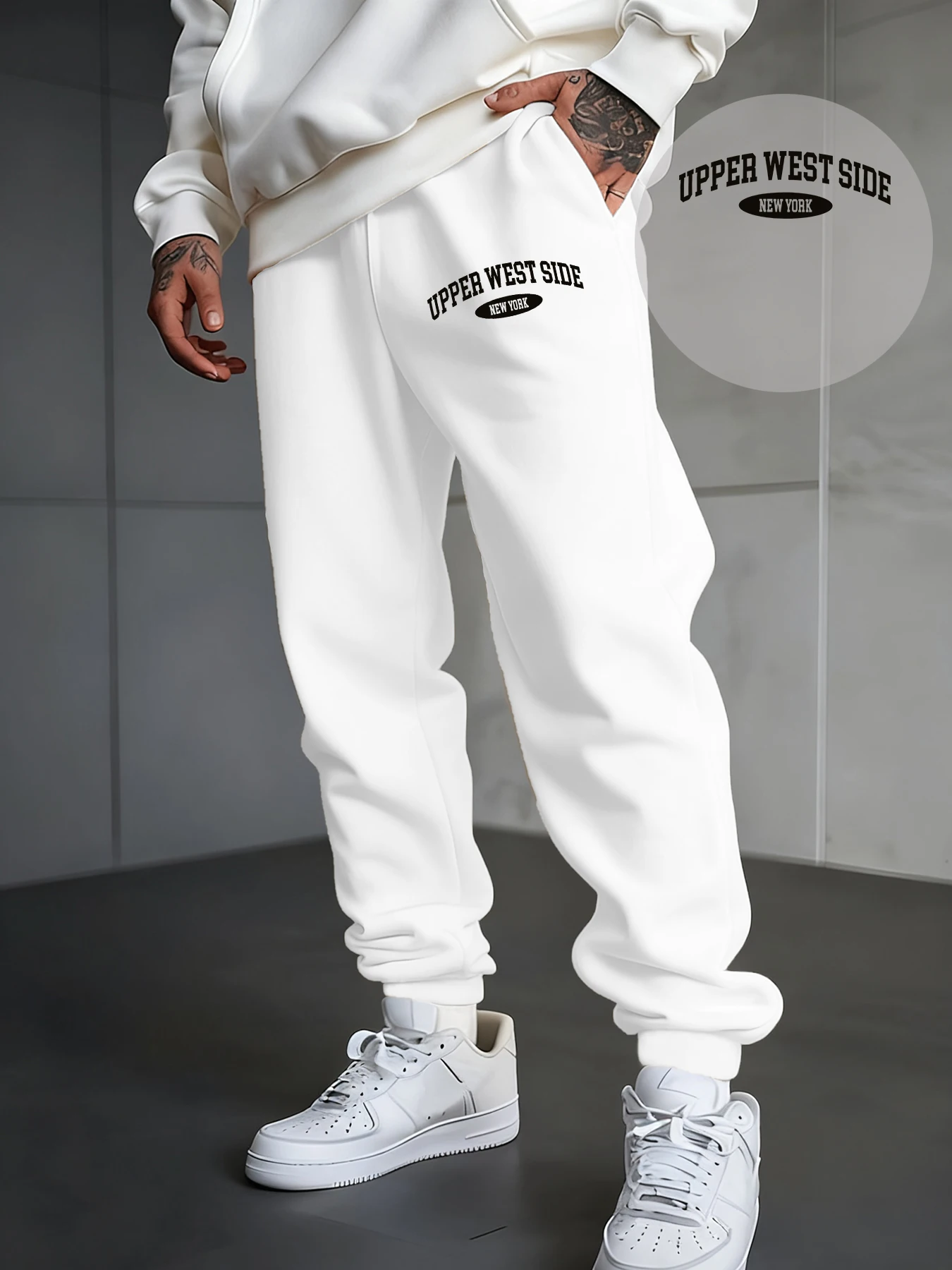 

Creative Upper West Side New York Print Men Sweatpant Fleece Fashion Jogging Pants Hip Hop Autumn Trousers Harajuku Casual Pant