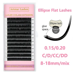 ARTSTAR 12Rows/tray Ellipse Flat Lashes C D CC DD Curl 8-18mm Matte Split Tips Shaped Individual Nature Eyelash Extension