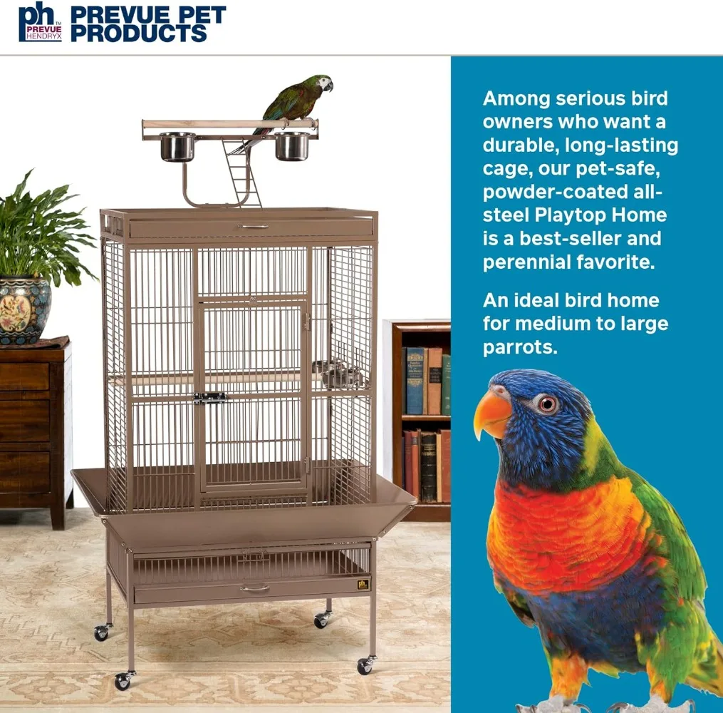 Wrought Iron Select Bird Cage Brown 30-Inch By 22-Inch By 63-Inch Non-toxic Powder Coating Finish Bird Nesting Box