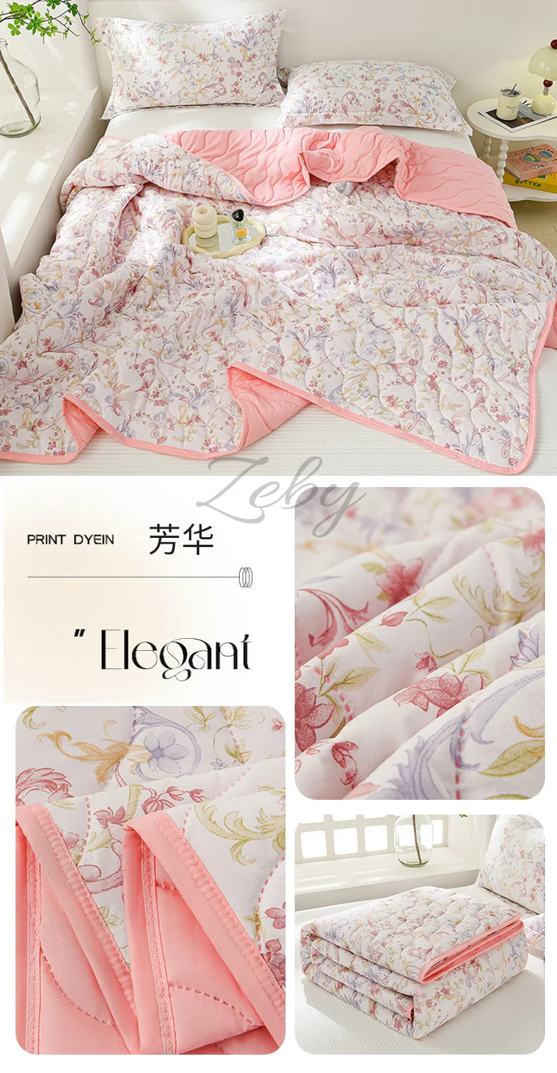 Breathable Quilted Summer Blanket Cooling Skin-friendly Comforter Soft Lightweight Quilt Well-vetilated Single Double  Duvet Set