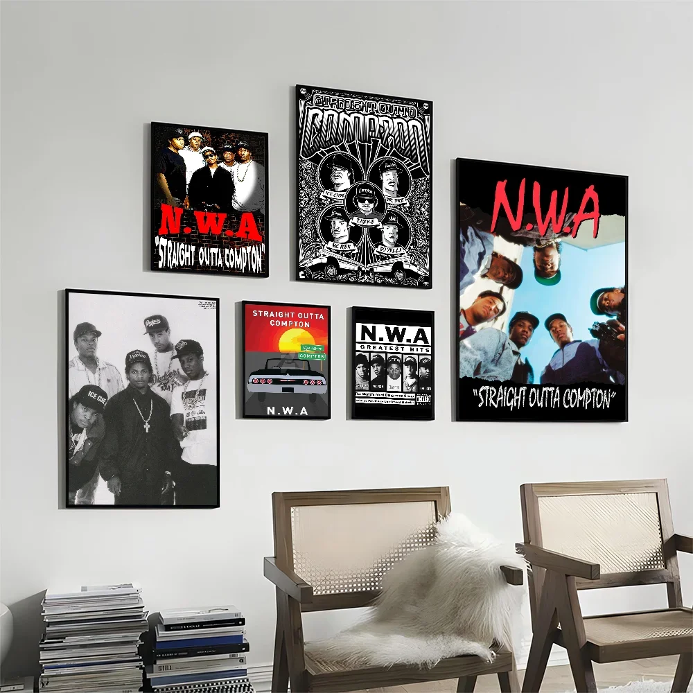 NWA مستقيم Outta Compton ملصقات الفيلم الكلاسيكي مقاوم للماء ورقة ملصق مقهى بار ديكور الفن ملصقات الحائط