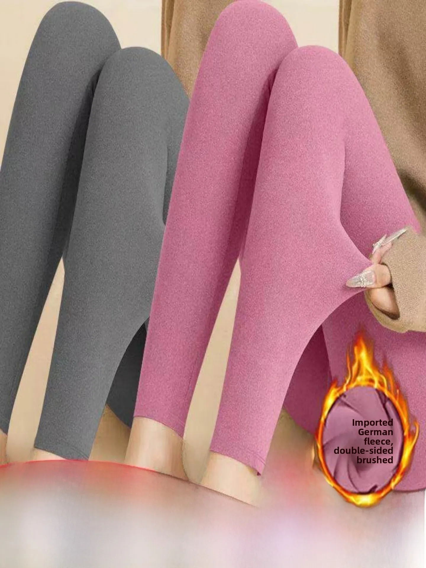 

Women's High Waist Fleece Lined Double Faced Velvet Thermal Leggings Comfortable Warm Long Trousers Casual mid Waist