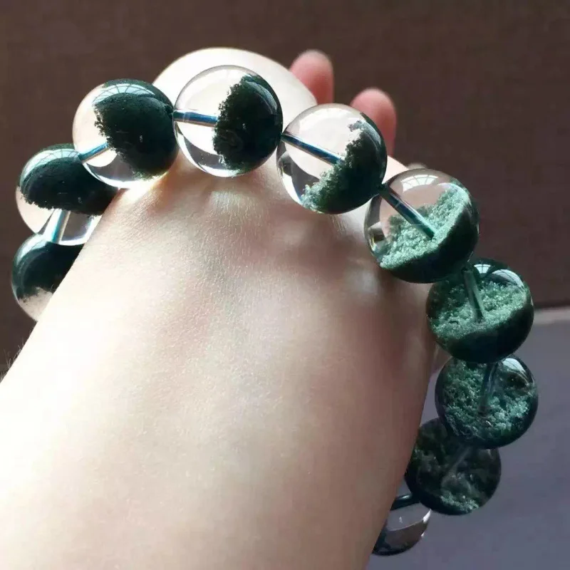 Brazilian natural green phantom crystal bracelet, multi-layered green phantom, a treasure trove of green beads, suitable for wom