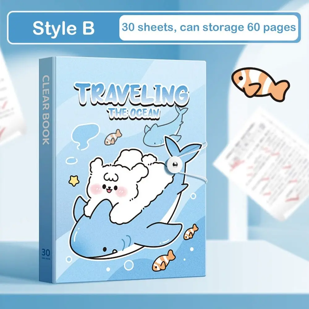 

30/40/60 Pockets A4 File Folder Bag Capybara Panda Large Capacity A4 File Organizer Test Paper Archives Document Folder