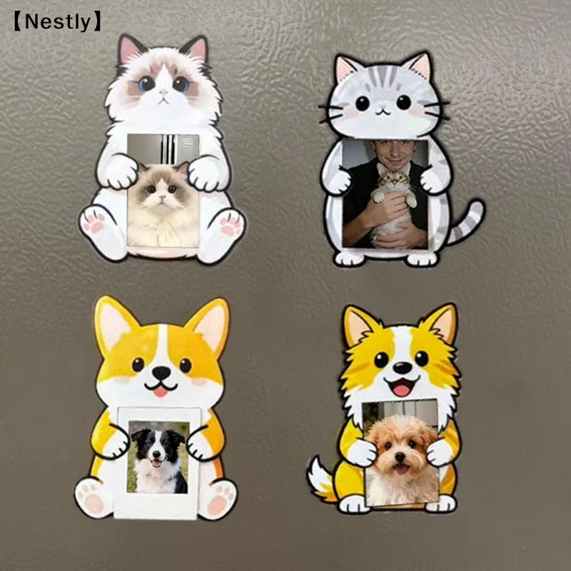 Cartoon Animal Acrylic Photo Frame Fridge Magnet For 2-Inch Photos Pet Photo Frame Photo Display And Collection Gift〔Nest〕