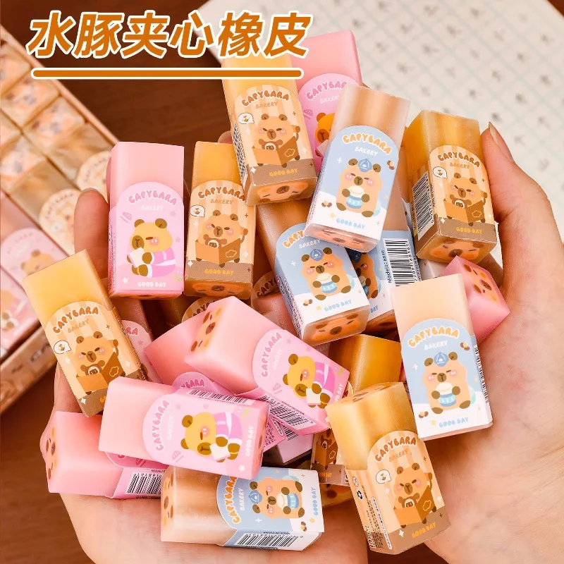Cute Capybara Sandwich Eraser Elementary School Cartoon Wipe Clean Pencil Wipe Kapibara Stationery Eraser