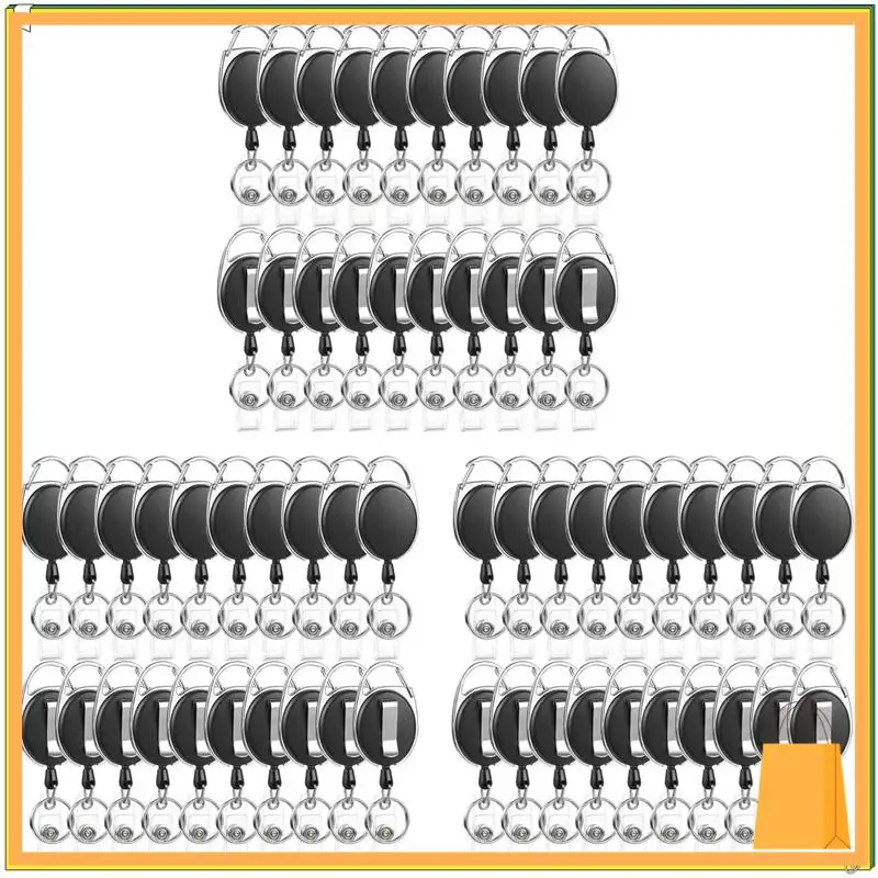 

L53A-60 Pack Катушки для бейджей Выдвижной держатель для бейджа с карабином Прочный зажим для катушки для бейджей и брелок для ключей для работы в офисе