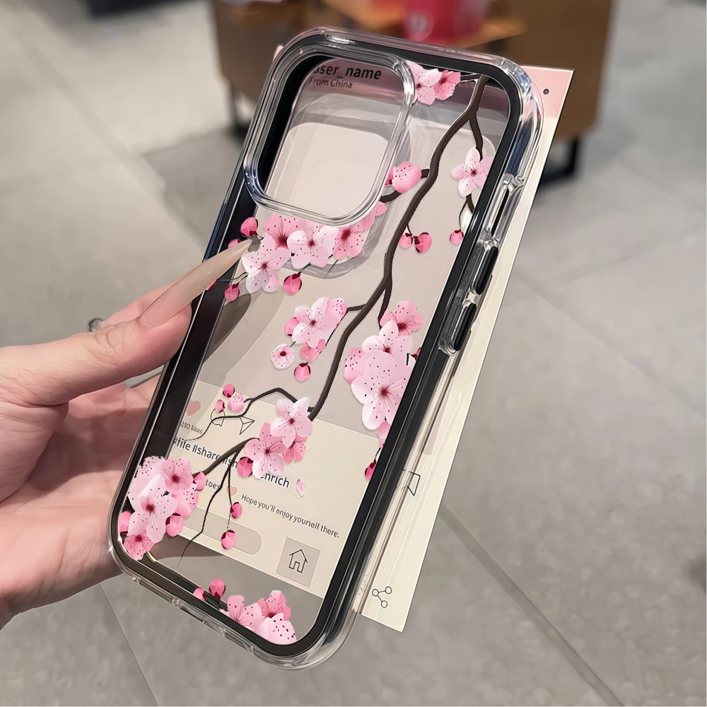 Niedliche Kirschblüten-Matt-Handyhülle für iPhone 16 14 15 Plus 13 14 15 17 16 ProMax 16 15 14 Pro 17Air Transparente Weiche Hülle – Detail 3
