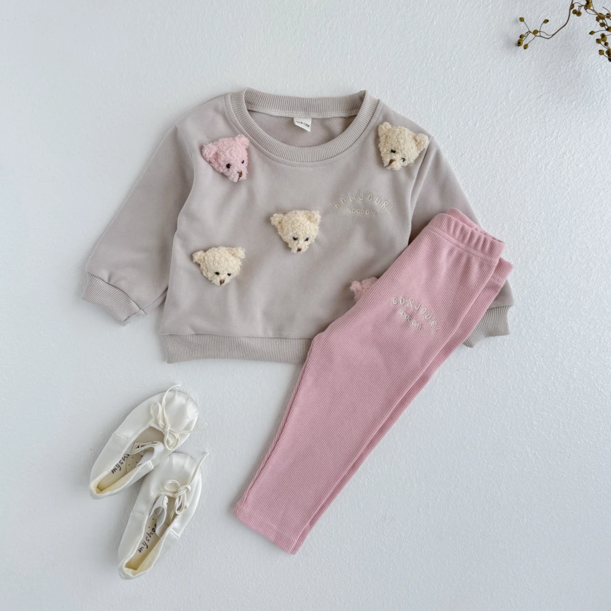 

2Pcs Baby Boys Girls Clothes Top Pants Long Sleeve Tracksuit Handmade Cartoon Bear Kids Sets Children Clothing Toddler Outfit