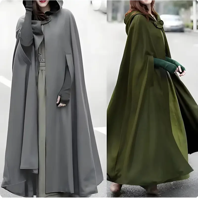 ZA01 Assassin rollenspel mode lange mouwen mantel retro middeleeuwse gotische kapmantel dunne jas vrouwelijke vampier duivel capeZa0@