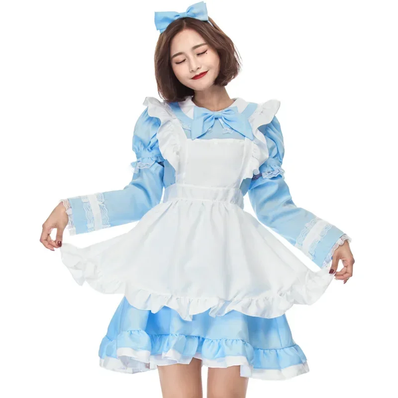 Womens Costume Maid Lolita Cosplay Dress Blue Halloween Carnival Party Mardi Gras Costumes