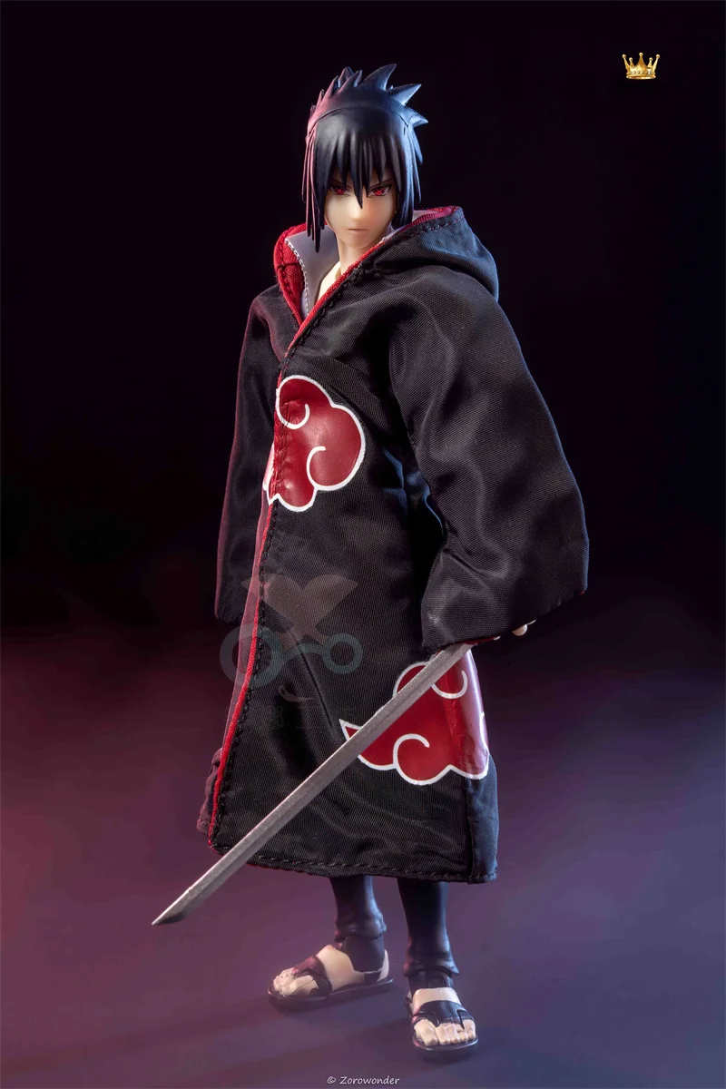 Handmade shf 1/12 Scale Naruto Uchiha Sasuke Classic Style Coat Clothing Accessories For 6” Male Solider Action Figures Body