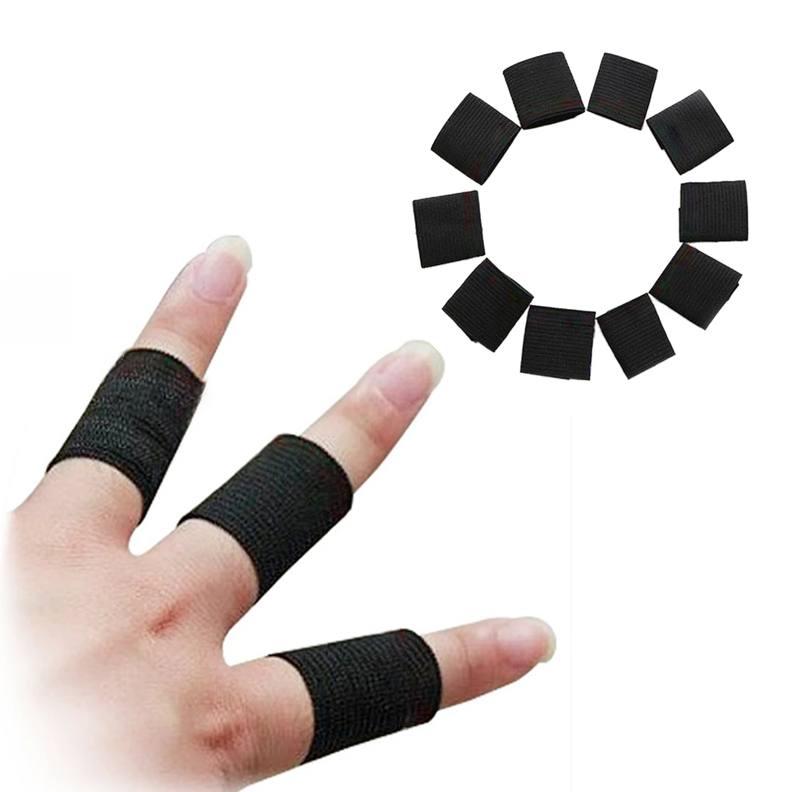 10Pcs Stretchy Finger Protector Sleeve Support Arthritis Sport Aid Guard Band Straight Wrap Basketball Stretchy Bands