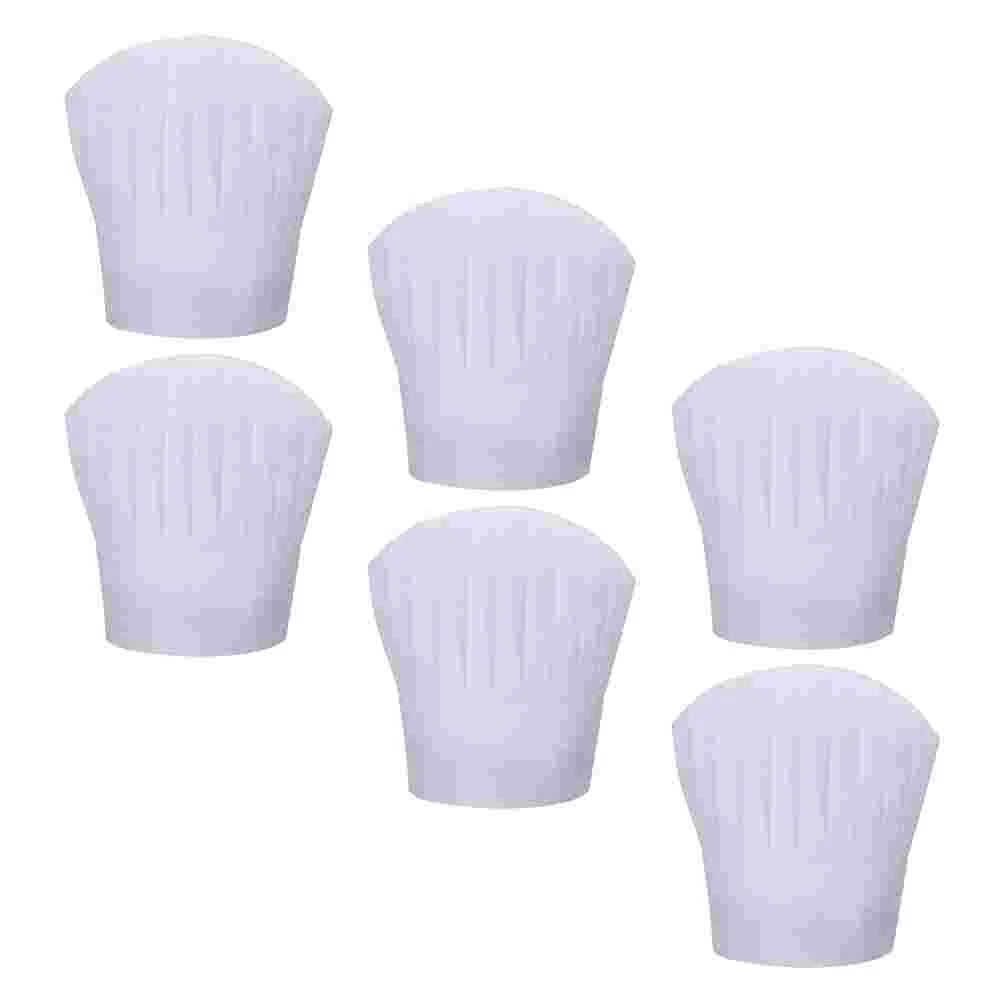 6 Pcs Chef Hat Food Server Hats Simple Catering Comfortable BBQ Cooking Non-woven Fabric Suitable Most People