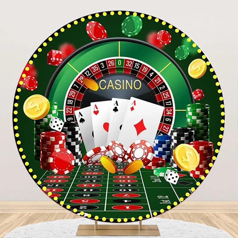 

Round Casino Night Theme Party Decoration Backdrop Poker Chips Adults Birthday Las Vegas Roulette Game Background Cover Circle