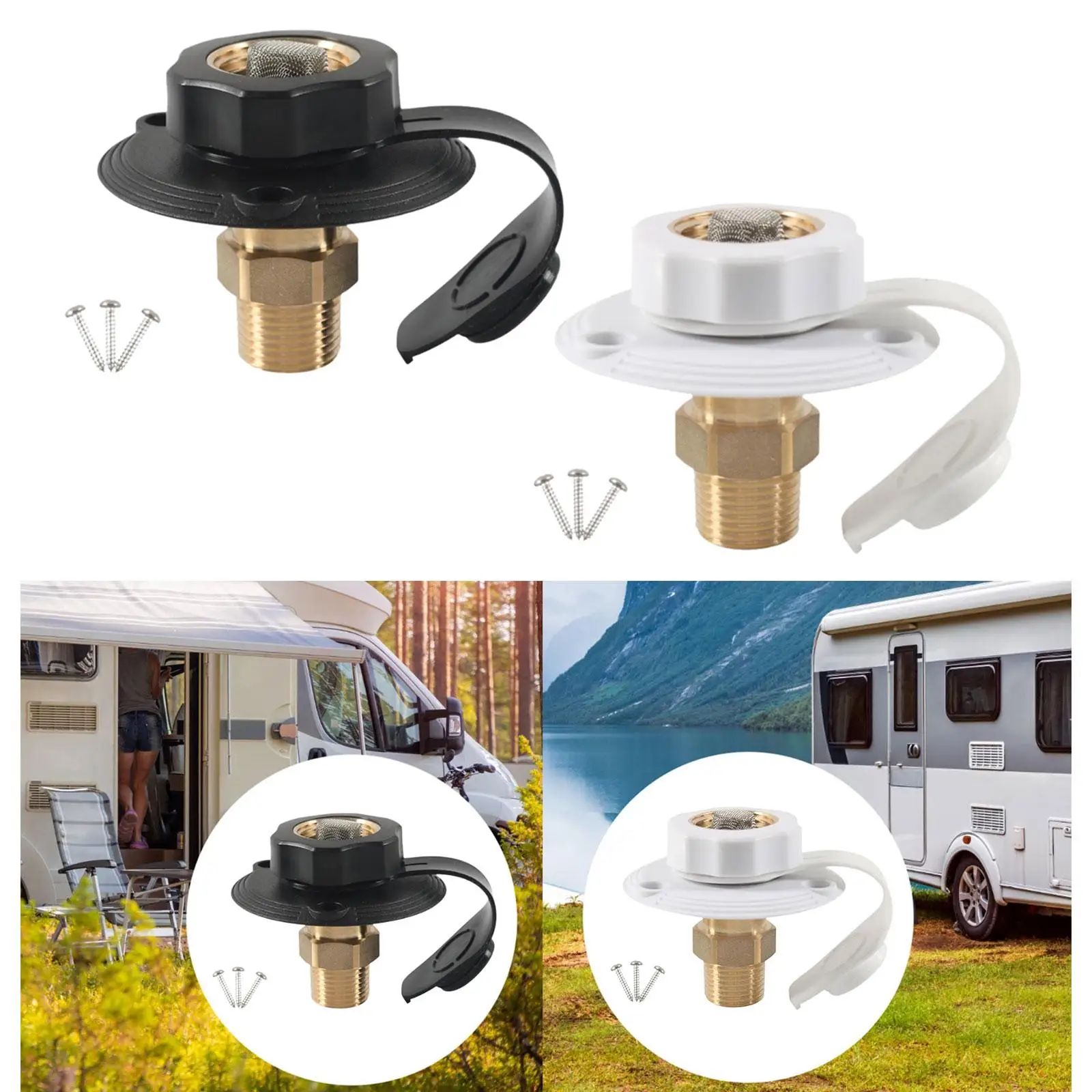 

Premium RV City Water Connection Inlet Brass Threaded Hose Connector Quick Fill Check Valve for Motorhome Trailer Marine