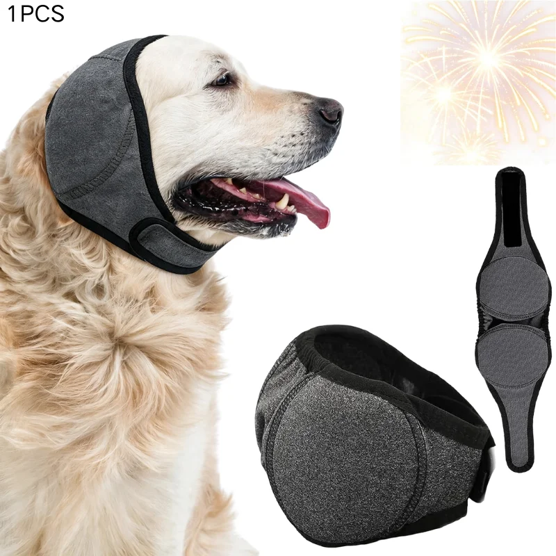 Elastic Stretch Dog Ear Wrap Noise Cancelling Ear Covers, Sound Blocking Sponge Dog Ear Muffs for Thunder Firework Storm, Waterp