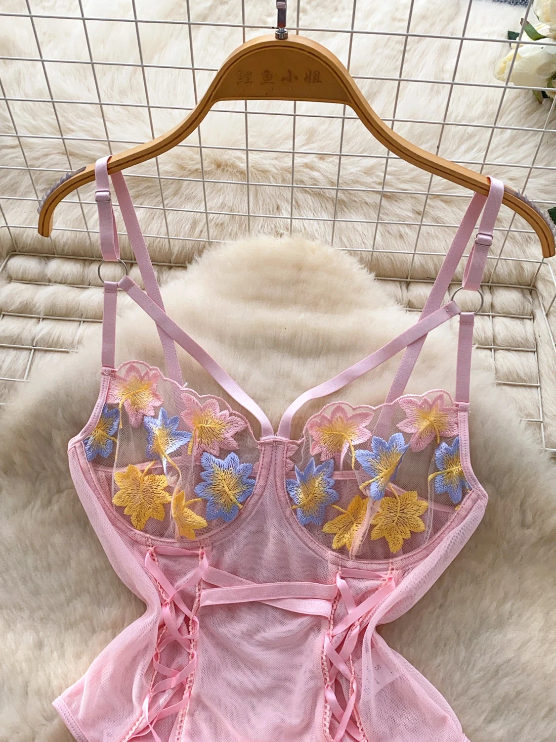 Women's Pink Embroidery Jumpsuits Overalls Y2k Off Shoulder Playsuits with Garters Vintage Exotic Sexy Rompers Coquette Clothes