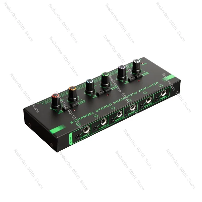 RGB Light Professional 4/6 Way Headphone Amplifier Lossless Sound Quality Monitoring Multi-channel Splitter