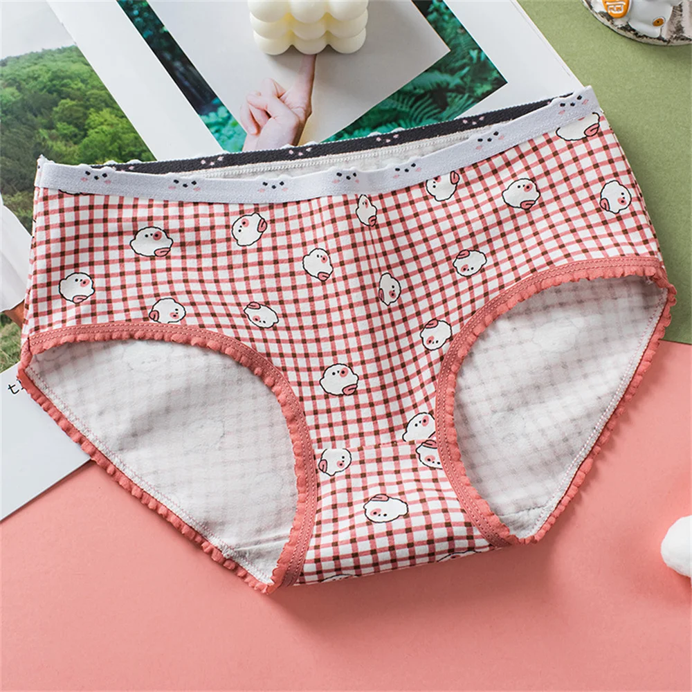 Cartoon Bear Printed Women\'s Briefs Cotton Panty cute Medium Waist Underwear Student Underpant Cute Teenage Girls Triangle Pant