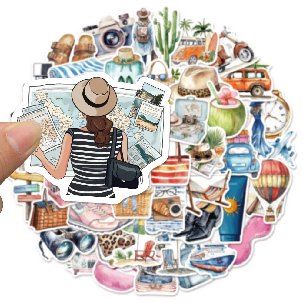50 SZTUK Naklejek z Motywem Podróży, Zabawne Graffiti, DIY, Do Scrapbookingu, Notatnika, Tabletu, Wodoodporne Naklejki