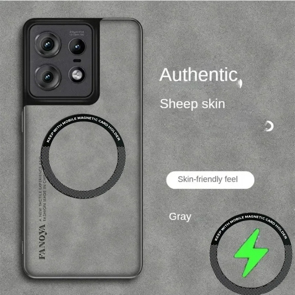 Luxury Sheepskin Leather Case for Motorola Moto Edge 50 Pro Ultrra Fuslon X50 5G Cover for Magsafe Magnetic Matte TPU Phone Case