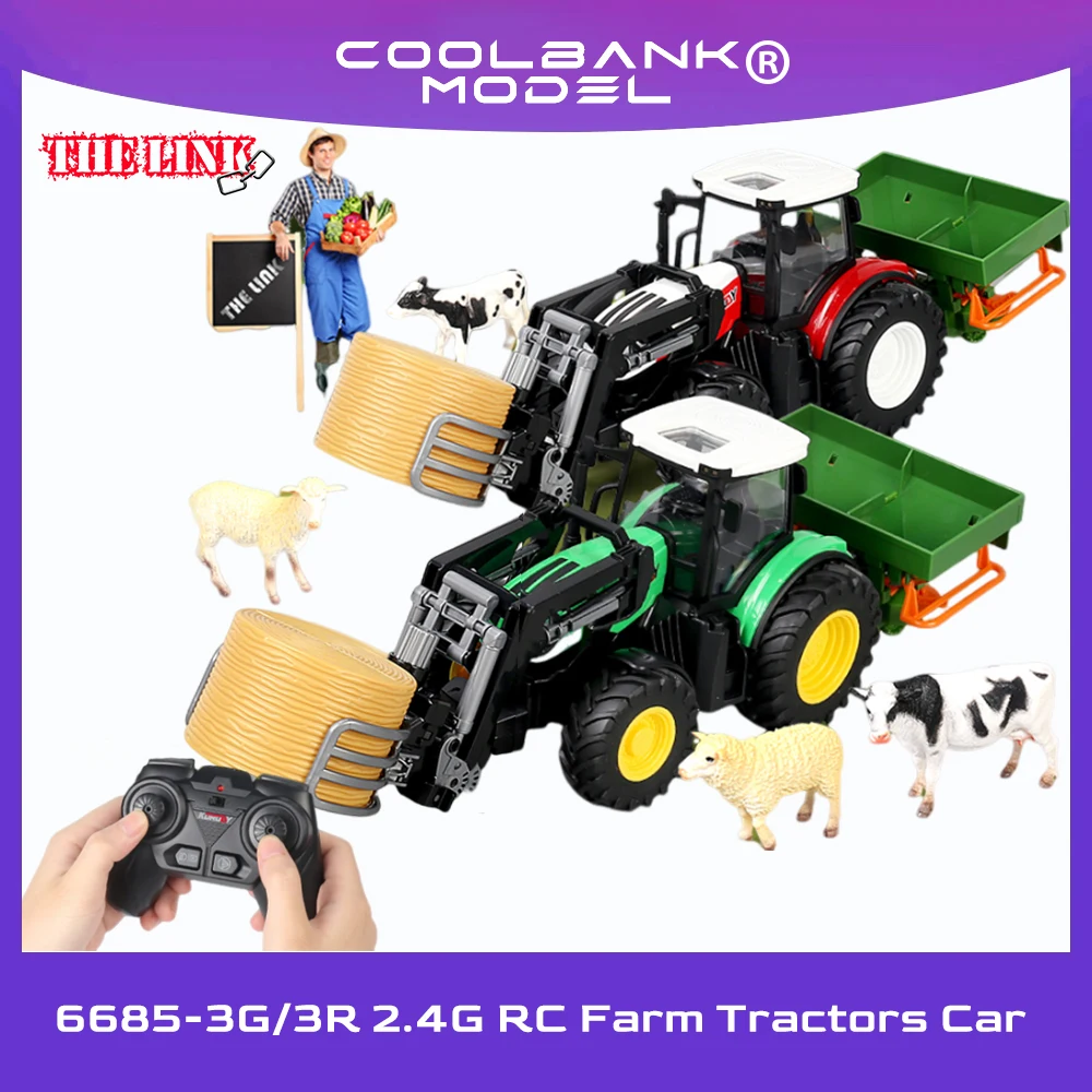 

1:24 2.4ghz Remote Control Tractors Toy Kids RC Tractor Set & Truck Trailer Front Loader With 4Wheel/Light Toddlers Farm Vehicle