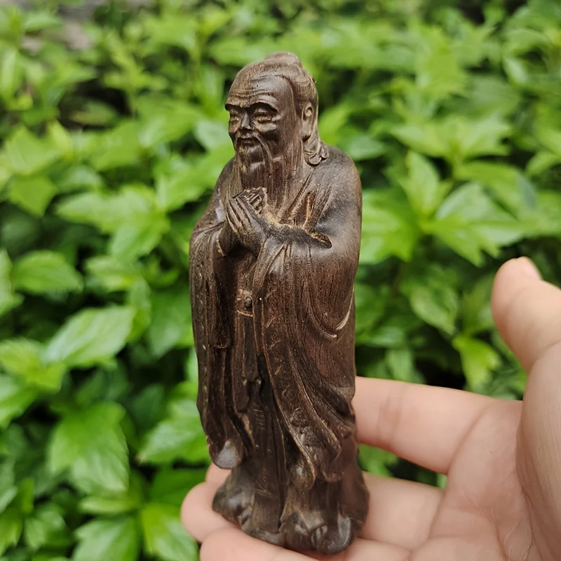 Wisdom Mentor Solid Wood Confucius Statue, Symbol of Etiquette with Hands Crossed, Traditional Robe Carving Technique, Suitable for Dual Scenes in Study Room and Entrance Hall