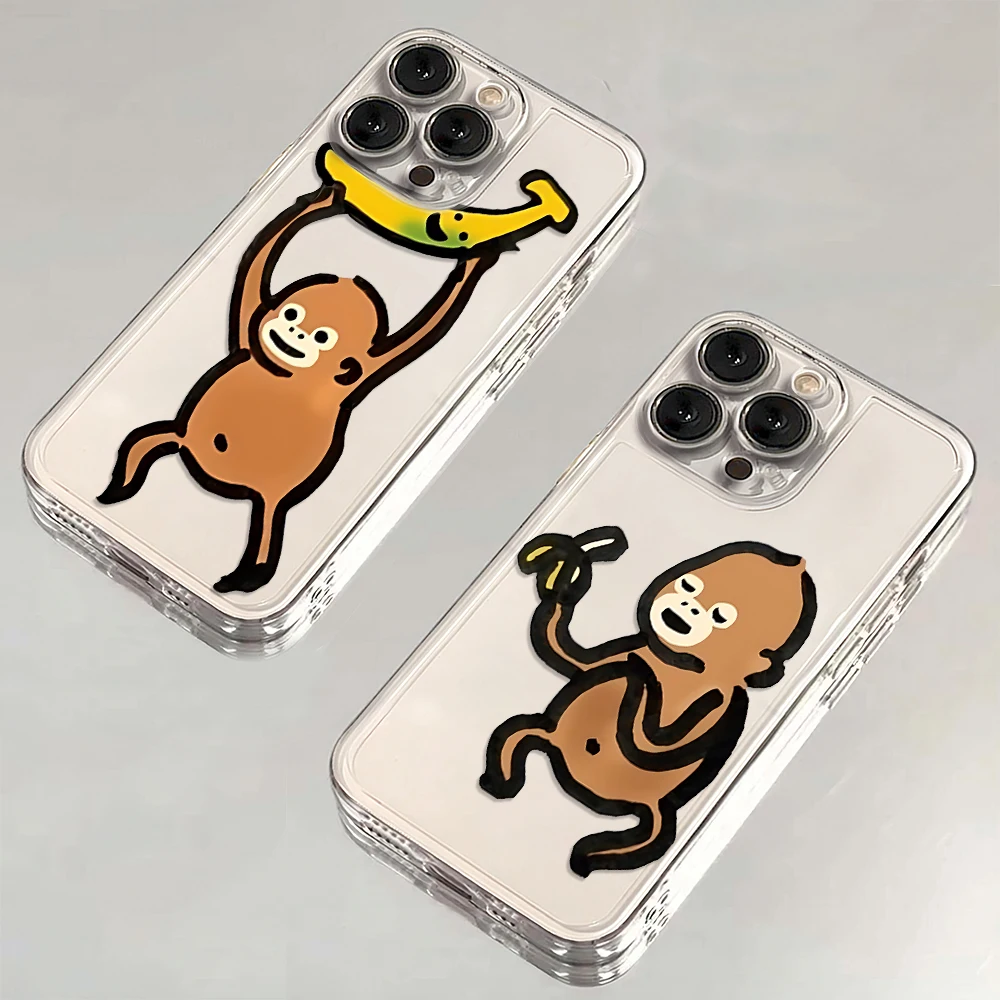 Funny Cartoon Monkey Phone Case For VIVO Y28 V30e Y75 Y03 Y36 Y100 Y17s Y76 Y22s Y16 Y50 Y21 Y20 V29 V23e 5G Transparent Cover