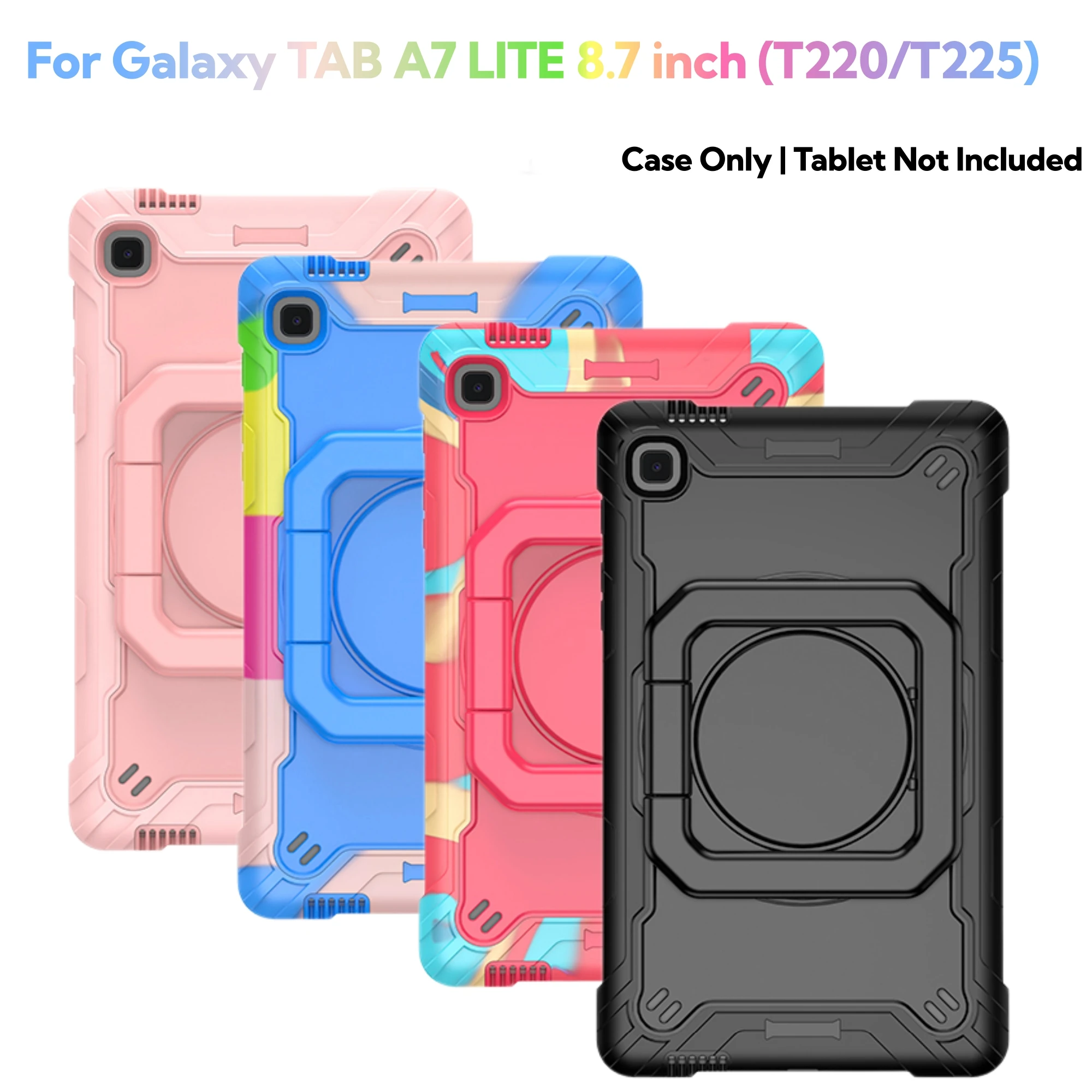 Case for Galaxy Tab A7 LITE 8.7 inch/T220/T225 Shockproof Heavy Duty Cover 360 Rotating stand/Shoulder Strap