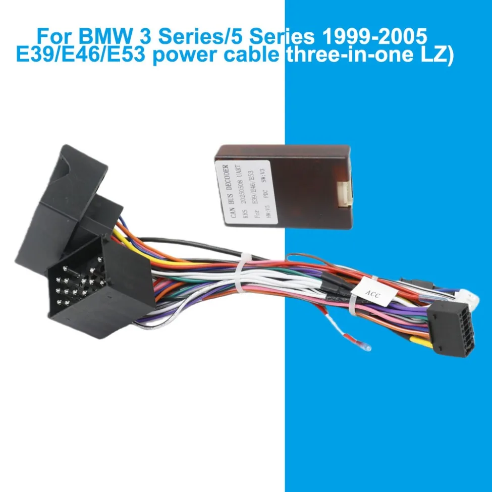 For BMW 3 Series 5 Series 1999-005 E39 E46 E53 Car Radio Power Cable Three In One Wiring Harness Adapter