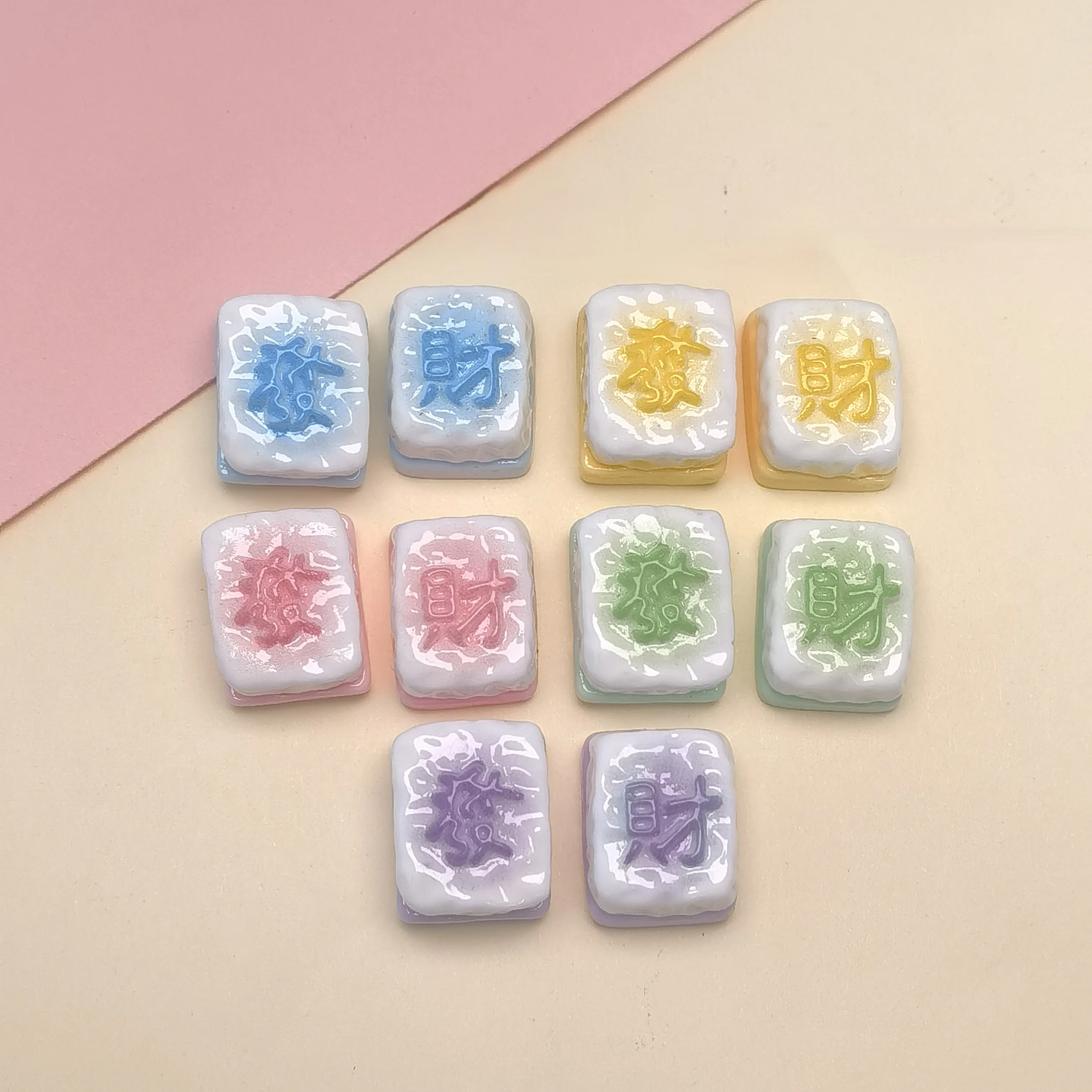 New Mahjong Make Fortune Resin Cabochon Resin Flatbacks for DIY Jewelry Making Wholesale Scrapbook Decoration Accessory