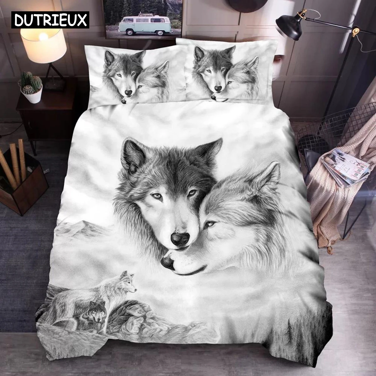 Wolf Cute Animal Bedding Set 3d Printing Kids Adult Luxury Gift Duvet Cover Comfortable Home Textiles Single Full King Size