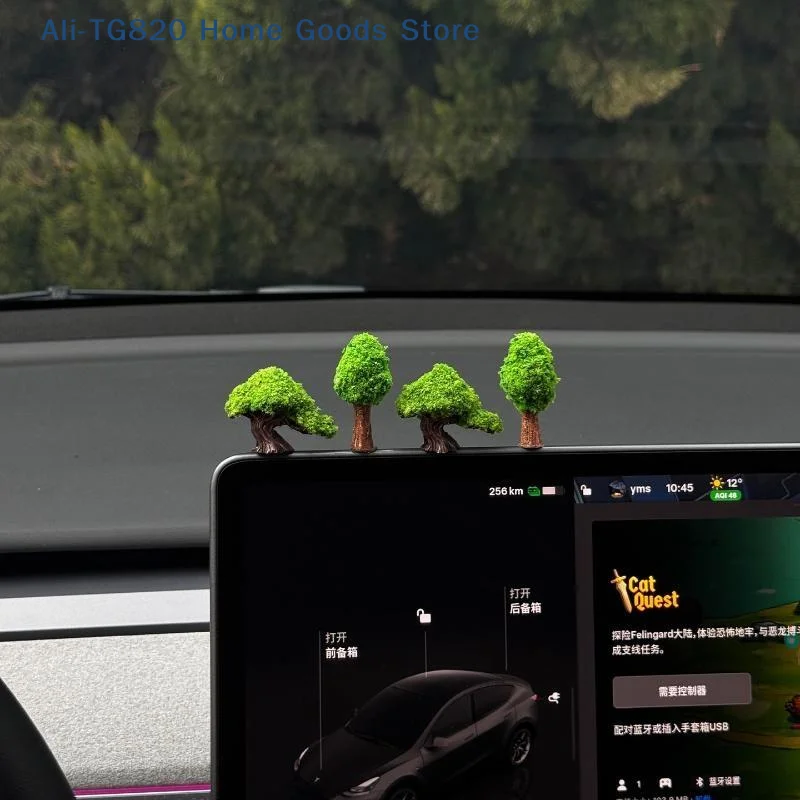 [TG820]2pcs/3pcs/4pcs Natural Fresh Odorless Large Green Fortune Wishing Tree Car Ornament Auto Interior Console Decor
