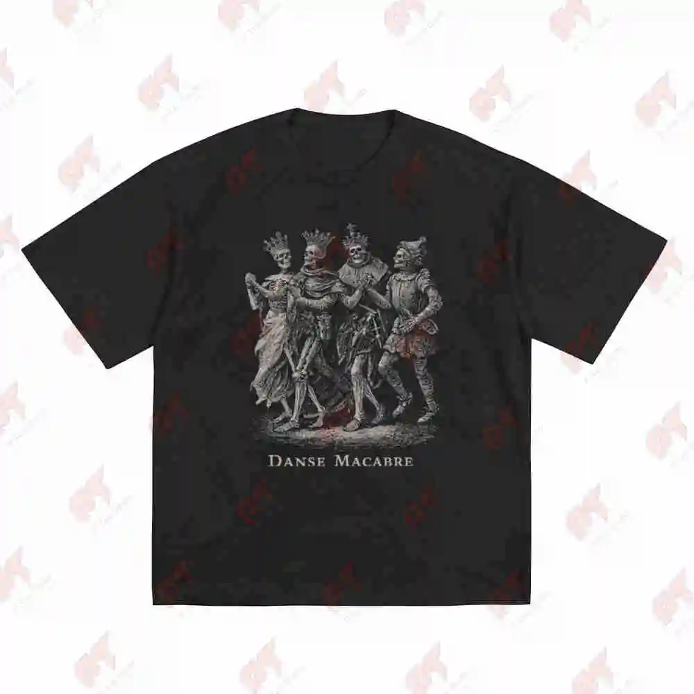 Danse Macabre Gothic Skeleton Medieval Death Memento Mori Dark Aesthetic Short Sleeve Tee 100% Cotton T-Shirt
