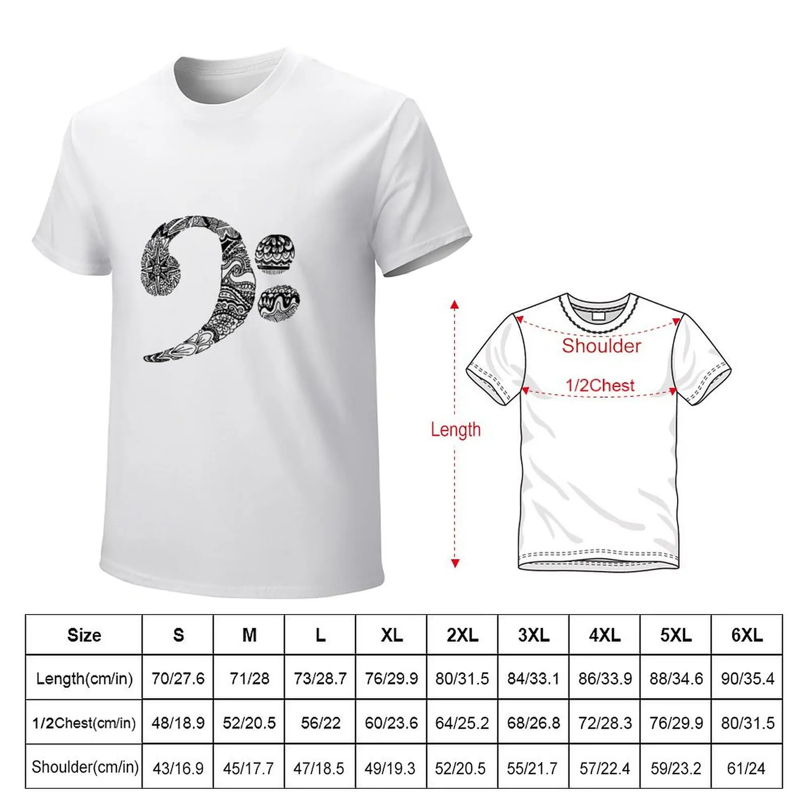 Patterned Bass Clef T-shirt cute tops funnys sports fans Men's t shirts