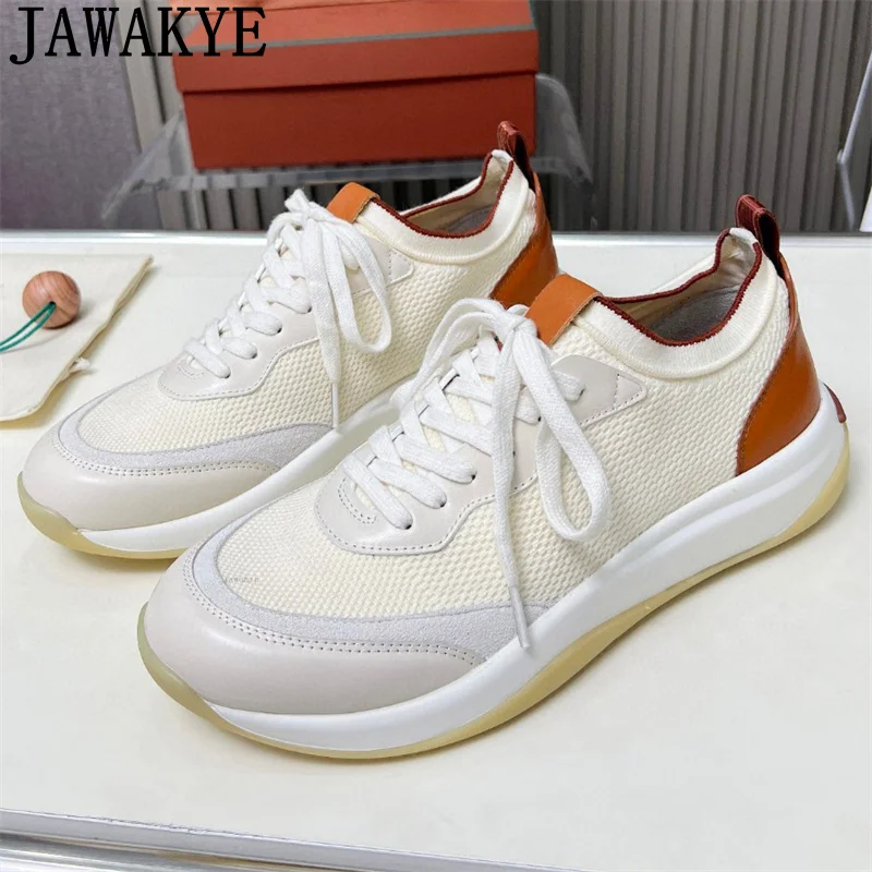 

JAWAKYE Man's New Casual lace-up Sneakers Shoes Hot Sale Comfortable Loafers Flat Shoes Italian Brand Trainers Walking Shoes Men