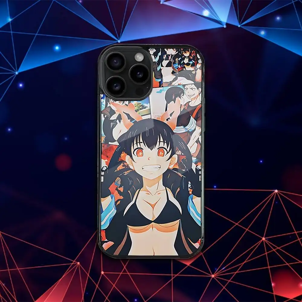 เคสโทรศัพท์ลายอนิเมะ F-Fire สำหรับ iPhone 17,16,15,14,13,12,11,Pro,Max,Plus,Mini,SE4,E รองรับการชาร์จไร้สายแบบแม่เหล็ก Magsafe