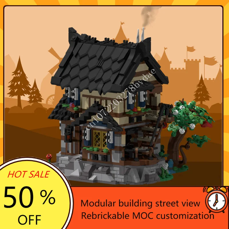 1650PCS Medieval House Modular MOC Creative street view Model Building Block Architecture DIY Education Assembly Model Toy Gifts